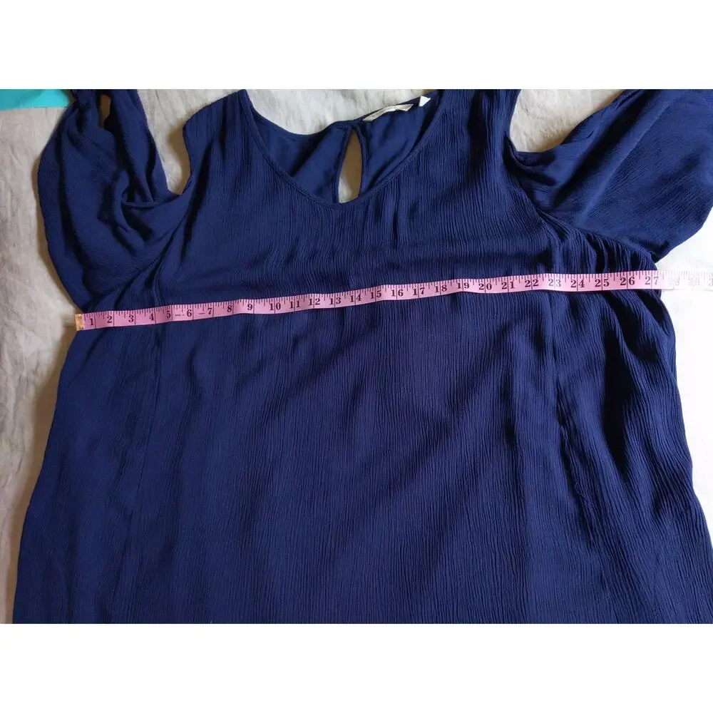 Soft Surroundings Navy Cold Shoulder Ruffle Tie Sleeve Dress Plus Size 3X Boho - Picture 9 of 13